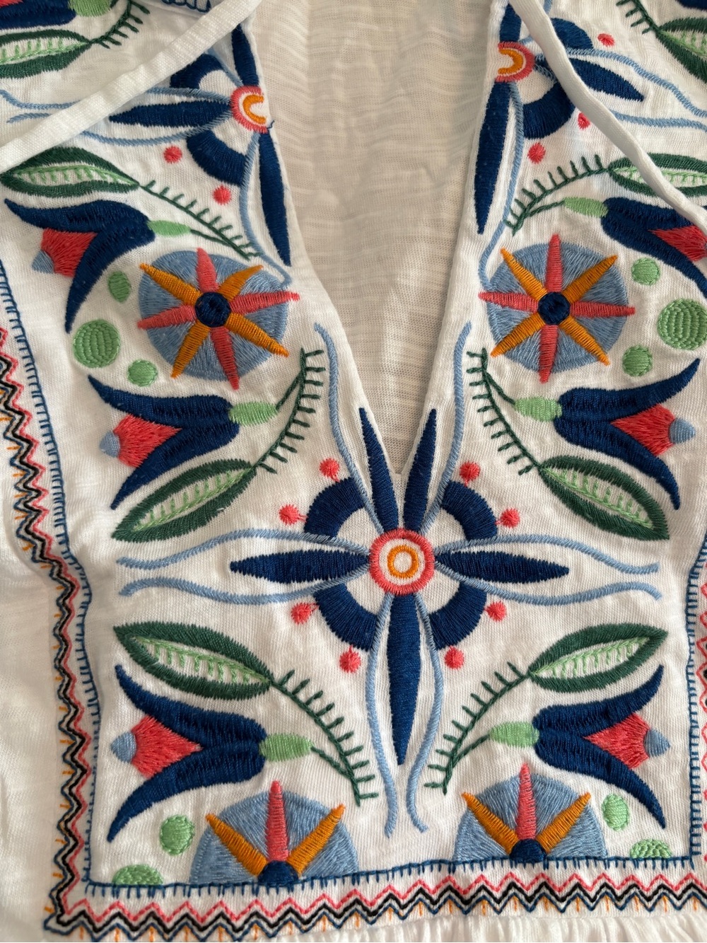 Boden White Top with Multicolor Floral Embroidery US size 10 - Picture 1 of 5